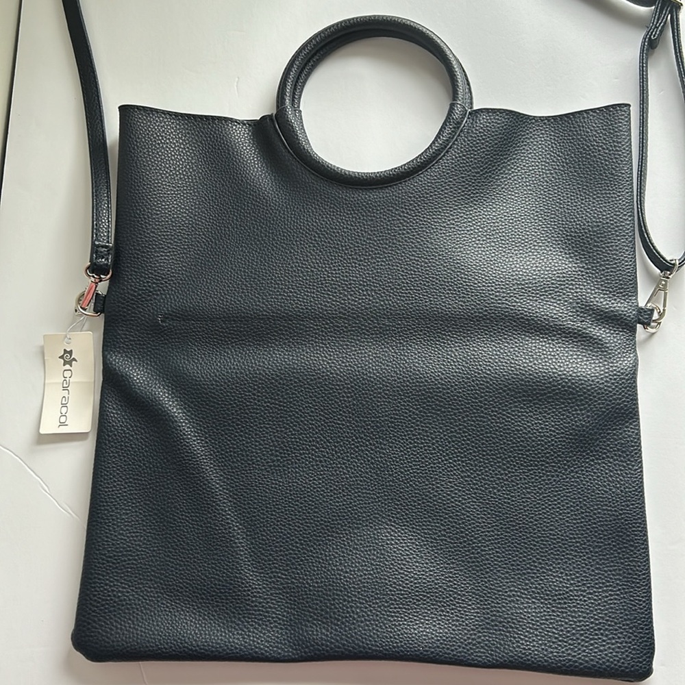 NWT Caracol Tote Bag in Navy Faux Pebbled Leather - Picture 6 of 8